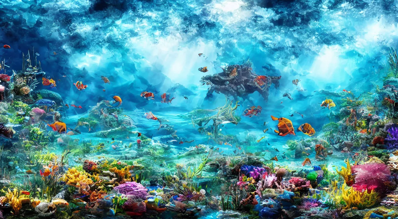 Prompt: epic under water landscape, high definition, high detail, 8k, photorealistic,