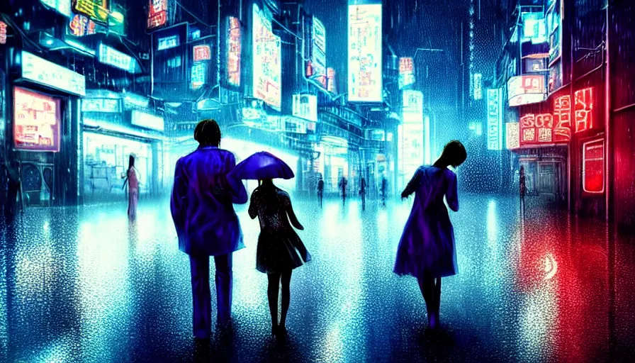 Prompt: photography, highly detailed a doctor with prostheses carries a girl's body in his arms through an empty neon city, cyberpunk, rain, night, cyberpunk futuristic neon, hyperrealism, detailed and intricate environment