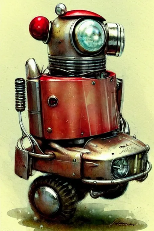 Image similar to adventurer ( ( ( ( ( 1 9 5 0 s retro future robot android teddy wagon. muted colors. ) ) ) ) ) by jean baptiste monge!!!!!!!!!!!!!!!!!!!!!!!!! chrome red