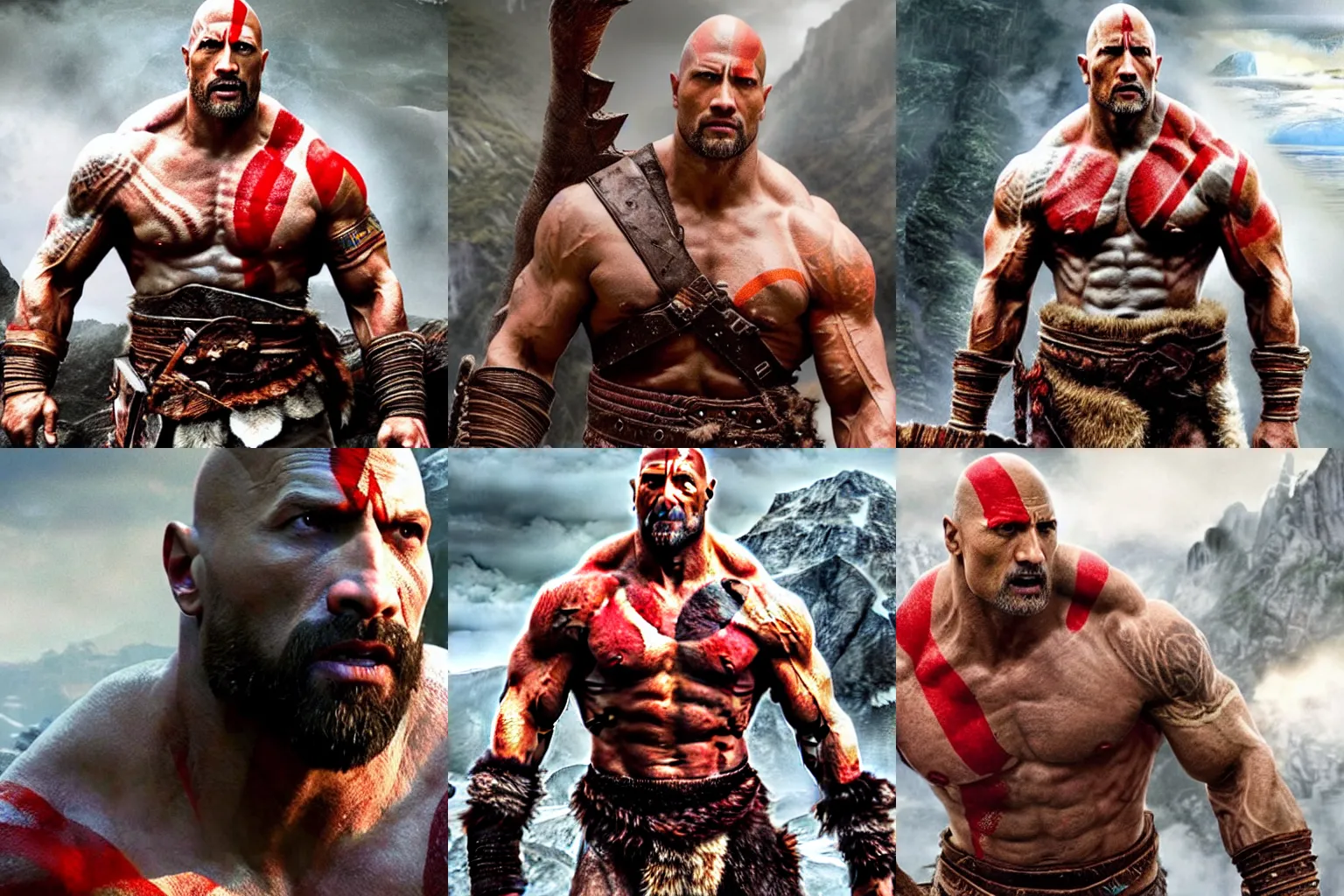 Prompt: Dwayne Johnson as God of war