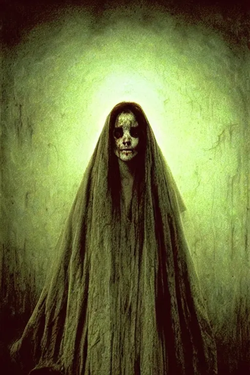 Image similar to perfectly - centered horror portrait - photograph of the curse of la llorona ; real life portrait by beksinski and jean delville, horror scary theme, unreal engine 5, photorealism, hd quality, 8 k resolution, cinema 4 d, hdr dramatic cinematic lighting