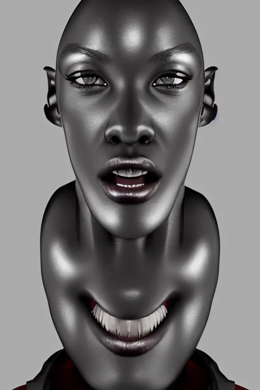 Prompt: a sensual erotic african robotic face by josh nizzi and steve jung and vitaly bulgarov, transformers, photorealism, artstation, imgur, zbrushcentral, hyperrealism 8k