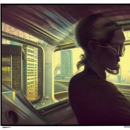 Image similar to detailed face of a woman, clockwork, moment, tectonic sky, skydome, bullet train, turbines, utopian, tech noir, wet reflections, prism, atmospheric, ambient, pj crook, syd mead, livia prima, artgerm, greg rutkowski, nick alm, casey baugh