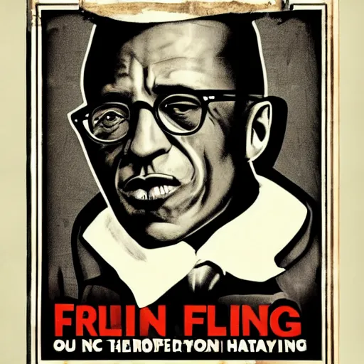 Image similar to Gustavo Fring depicted in an old style propaganda poster