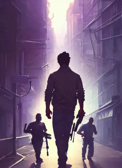 Image similar to highly detailed portrait justin trudeau in street gang attire holding ar - 1 5! in gta v stephen bliss unreal engine fantasy art by greg rutkowski loish rhads ferdinand knab makoto shinkai lois van baarle ilya kuvshinov rossdraws tom bagshaw global illumination radiant light detailed intricate environment