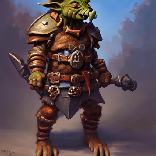 Prompt: a goblin warrior dressed with a bone armor, by justin gerard and greg tutkowski, digital art, realistic painting, dnd, character design, trending on artstation