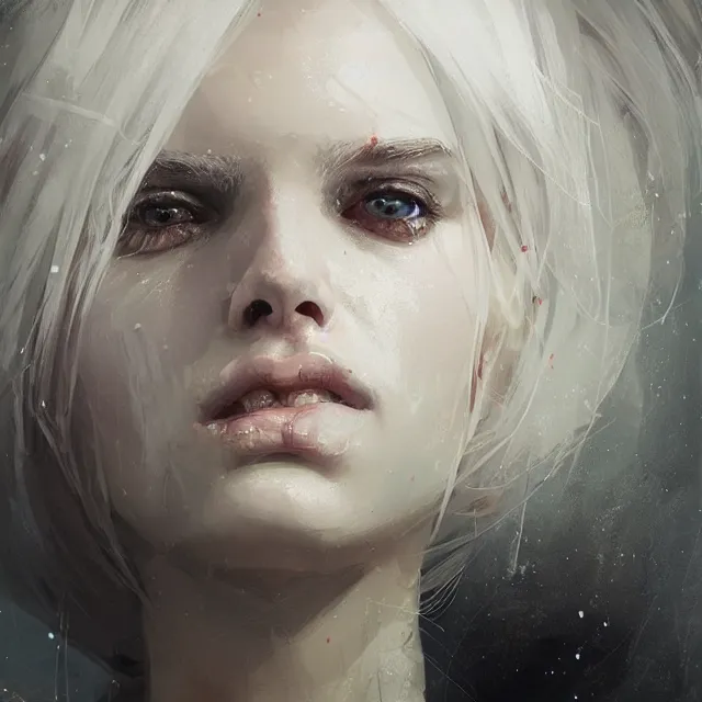 Image similar to beauty girl, white hair, hyper detailed, insane details, intricate, elite, elegant, luxury, by ismail inceoglu dragan bibin hans thoma greg rutkowski alexandros pyromallis rene maritte illustrated, perfect face, fine details, realistic shaded, fine - face, pretty face