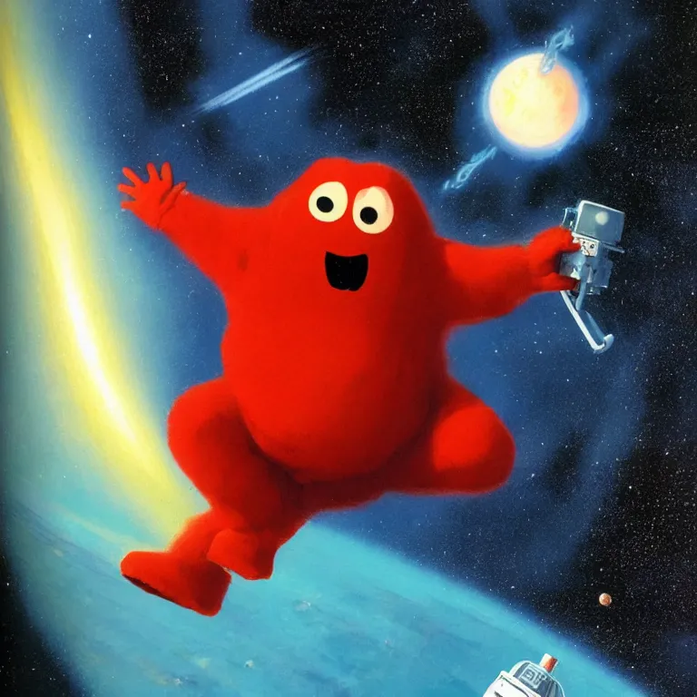 Prompt: the kool-aid man in space, by John Harris, concept art