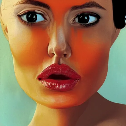 Image similar to an orange with the face of angelina jolie