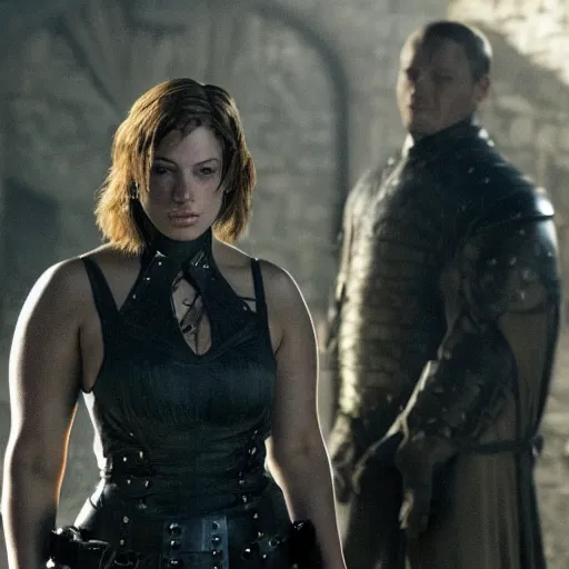 Prompt: a still of ashley graham from resident evil 4 in game of thrones ( 2 0 1 1 )