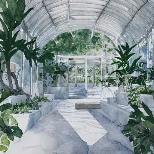 Image similar to delicate marble garden on jupiter's moon, beach volleyball babes, botanic watercolors, iridescent, 8 k wide angle, realistic shaded, fine details, artstation, italian, colonnade, oak tree, hydrangea, gardena architecture, party atmosphere