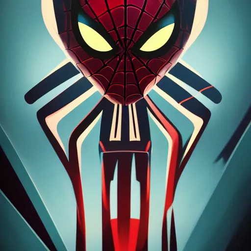 Image similar to face icon stylized minimalist spiderman, loftis, cory behance hd by jesper ejsing, by rhads, makoto shinkai and lois van baarle, ilya kuvshinov, rossdraws global illumination