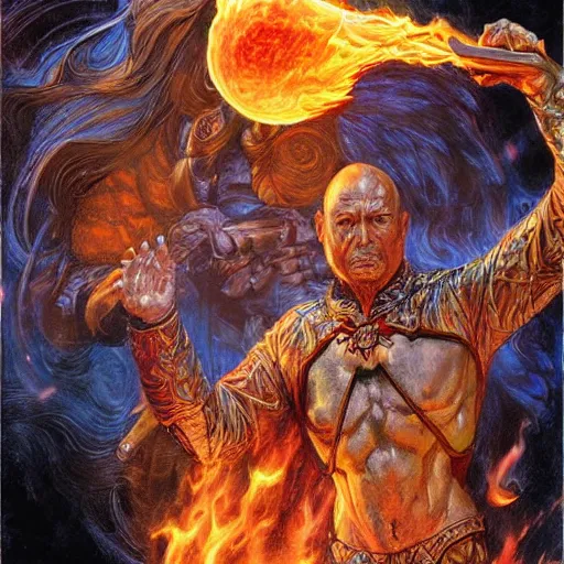 Image similar to wizard fox casting a fire ball spell, digital art, illustrated by donato giancola!!