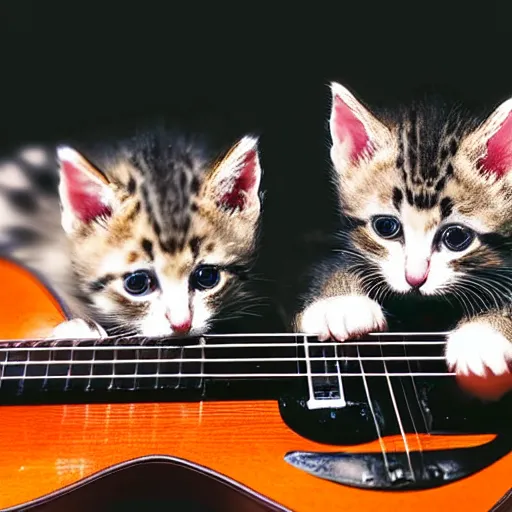 Prompt: an amazing award winning photo of kittens playing guitar, very detailed and sharp, 4k hdr, masterpiece