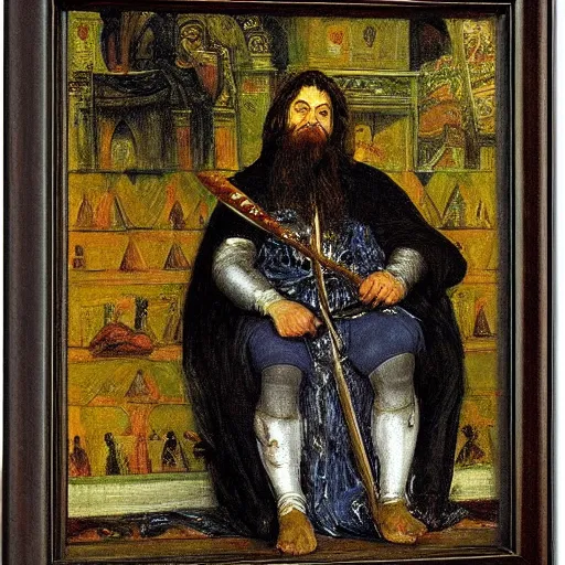 Prompt: The Jotun, medievalist painting, quattrocento style, by John Everett Millais