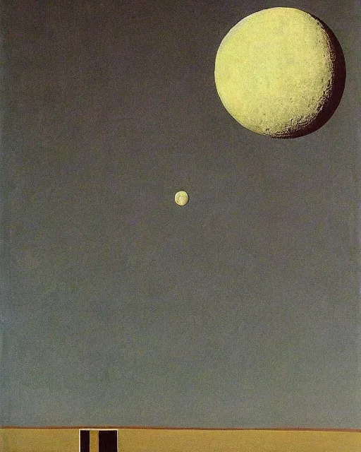 Prompt: the moon landing by rene magritte