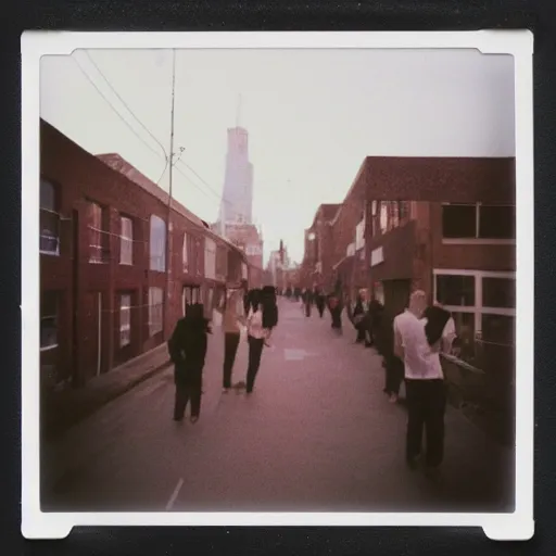 Prompt: polaroid street photo teared and glued with tape