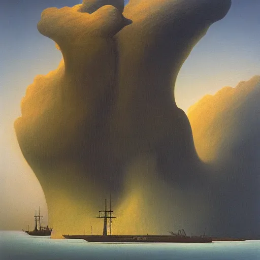 Image similar to naval energy shield by Zdzisław Beksiński, oil on canvas