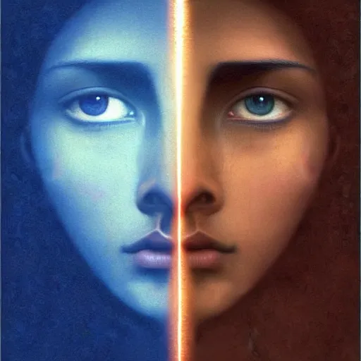 Image similar to perfectly - centered movie promotional poster - photograph of a young indian guy and a beautiful girl side profile faces symmetrical ; real life portrait by beksinski and jean delville, romantic theme, two lovers sharing one heart, unreal engine 5, photorealism, hd quality, 8 k resolution, cinema 4 d, hdr dramatic lighting ; symmetrical, cinematic, high coherence