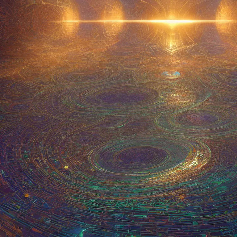 Prompt: a light streak fractals and ornate flowing light streams sacred geometry, by beeple, by donato giancola, unreal engine