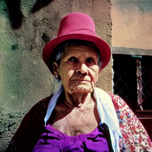 Image similar to photo, tlaquepaque, old woman, portrait, kodak ektachrome 1 2 0,