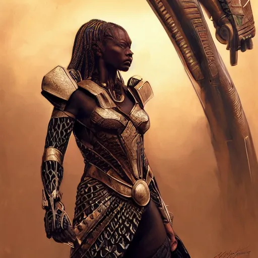 Prompt: a wakandan warrior in a mummy style armor, ultra realistic, concept art, intricate details, eerie, horror, highly detailed, photorealistic, octane render, 8 k, unreal engine. art by artgerm and greg rutkowski and alphonse mucha