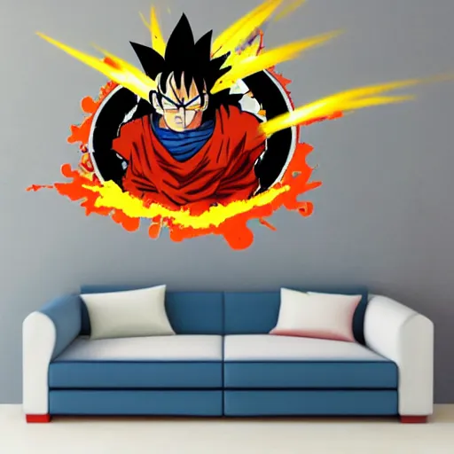 Image similar to die cut sticker, goku, gatling attack by luffy, splatter paint