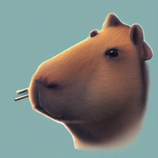 Prompt: capybara smoking a cigar, digital art