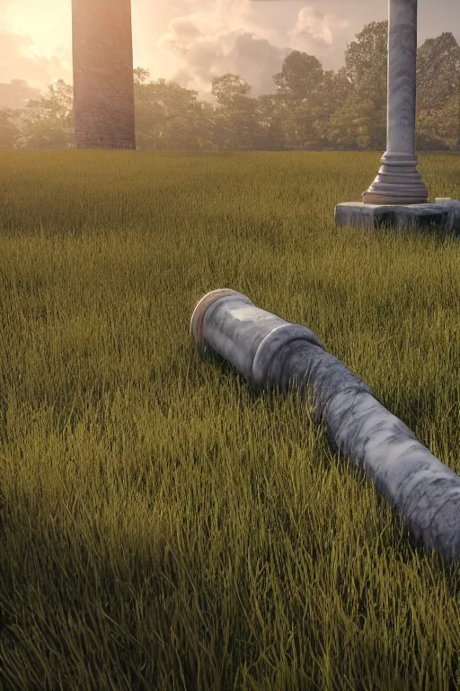 Prompt: a detailed render of an isolated lonely marble pipe organ, in the middle of a field, supported by a lone stone column, trending on artstation, render, 3 d, octane, 4 k, 8 k, unreal engine, cinema 4 d, baroque, art deco