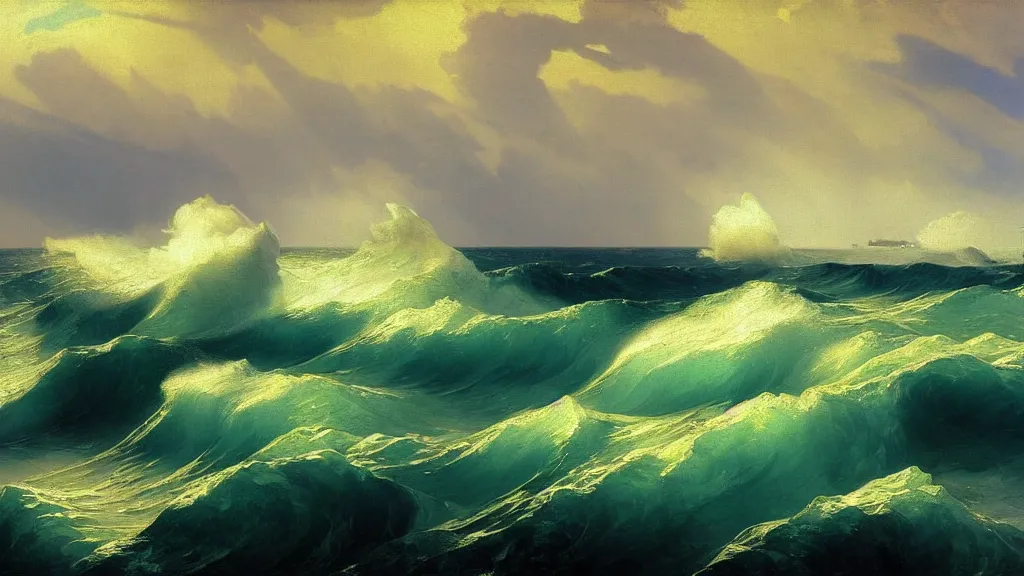 Prompt: ocean waves by ivan aivazovsky, by joaquin sorolla, 4 k resolution