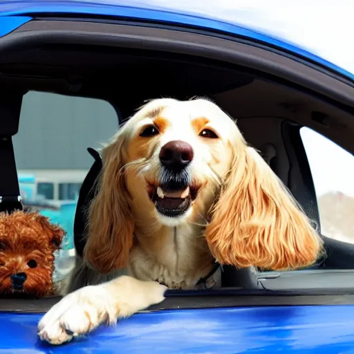 Image similar to dog is driving