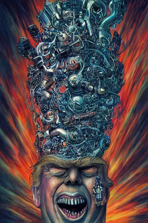 Image similar to donald trump's disgusting true form, horror, high details, intricate details, by vincent di fate, artgerm julie bell beeple, 90s, inking, vintage 60s print