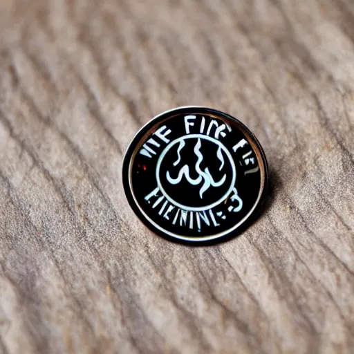 Image similar to a photo of a retro 1 9 6 0 s minimalistic clean fire flames warning label hard enamel pin, studio lighting, behance