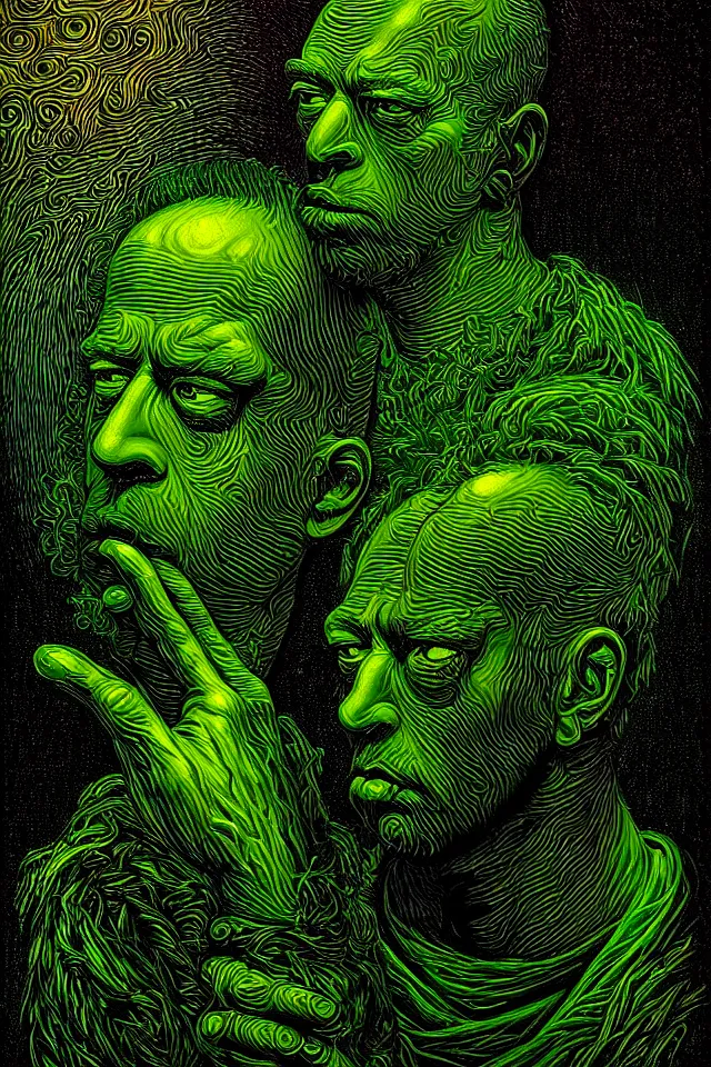 Prompt: bizarre green blacklight detailed renaissance portrait of homer simpson as a highly detailed realistic real life, dramatic cinematic lighting, 8 k, beautiful intricate painting by james r eads and tomasz alen kopera