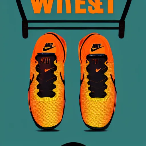 Prompt: a pair of nike sneakers with the words sweat shop edition, a digital rendering by xi gang, behance contest winner, international typographic style, rtx on, rtx, y 2 k aesthetic