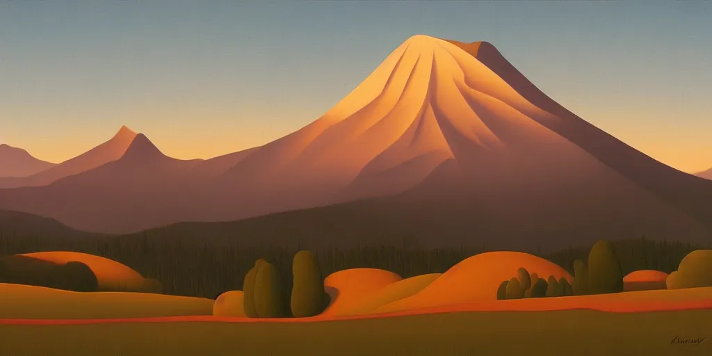 Image similar to the mountain in the distance, summer evening, kenton nelson