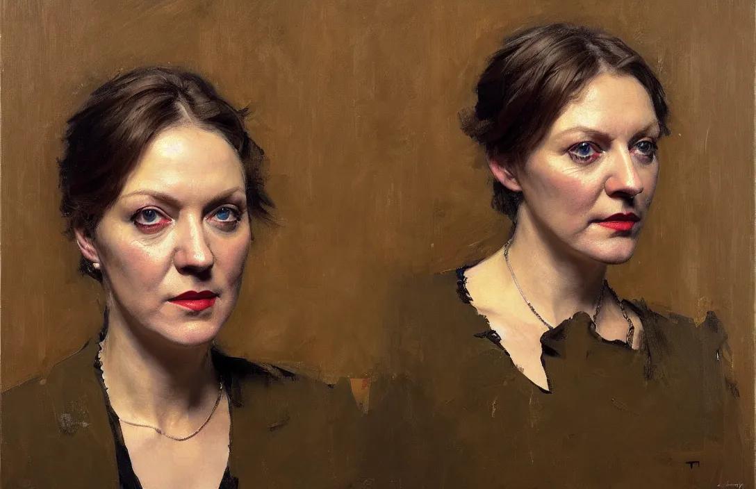 Prompt: portrait of liz truss!!!!!!!!!!!!!!!!!!!!!!!!!!!, detailed face, detailed painting, epic lighting, by ilya repin, phil hale and kent williams