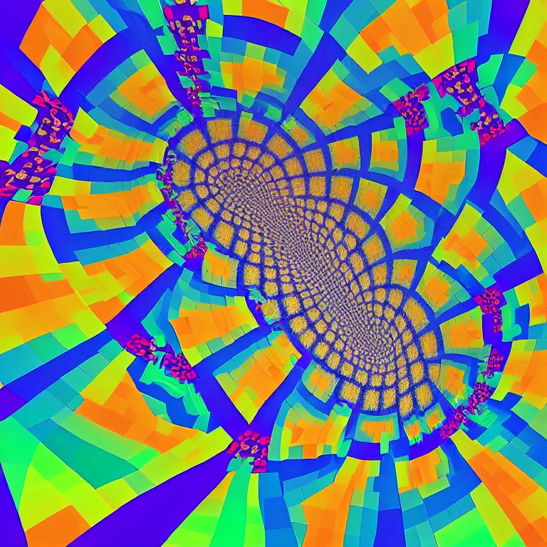 Image similar to symmetrical generative art of a psychedelic sonic fibonacci mandelbulb kaleidoscope isometric voxel 3 d superstructure in vivid colors, perfect symmetry