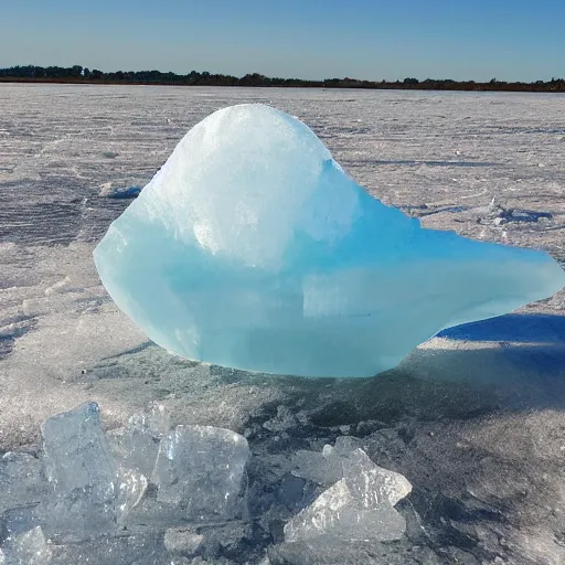 Image similar to ice block shaped like a helicopter landing in a savannah