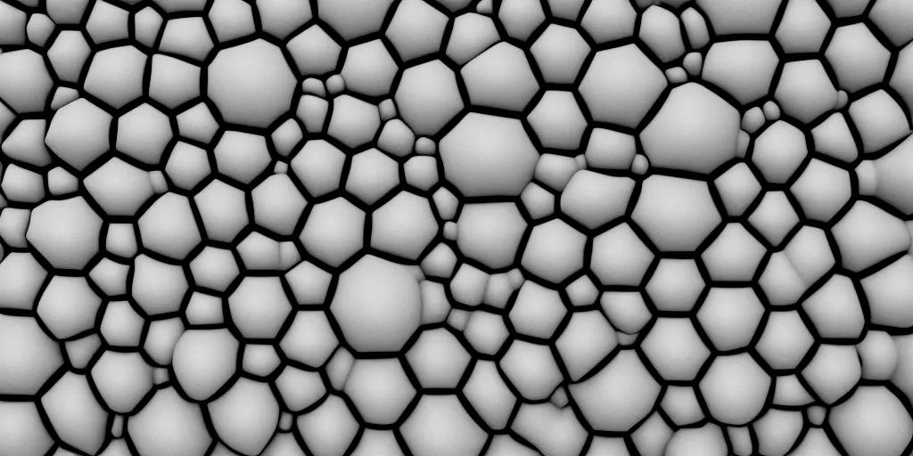 Image similar to photorealistic 3 d voronoi texture, black white, octane render, c 4 d, 8 k, marble bubbles