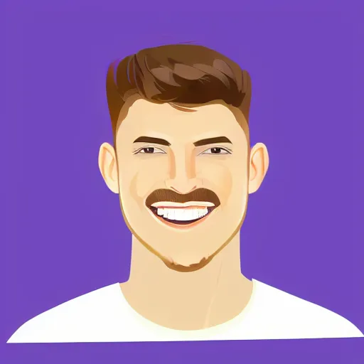 Prompt: digital art illustrator handsome young man smiling looking at the camera
