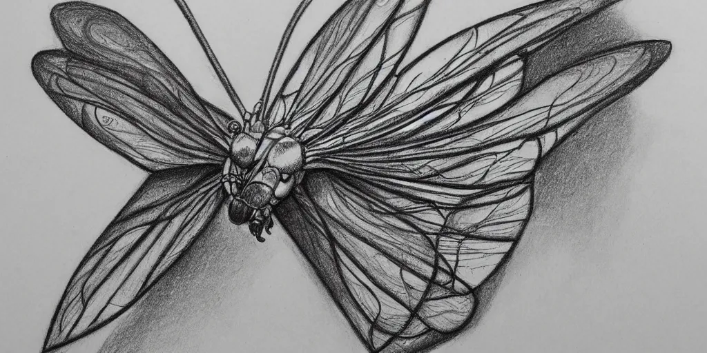 Image similar to pencil drawing of an insect, abstract, surrealism, hyper detail, line art