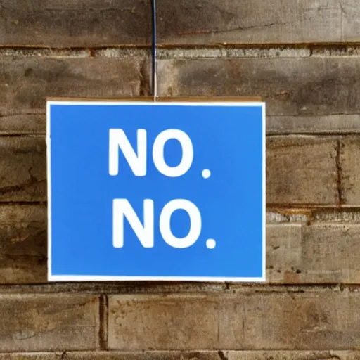 Prompt: a sign with the word no on it