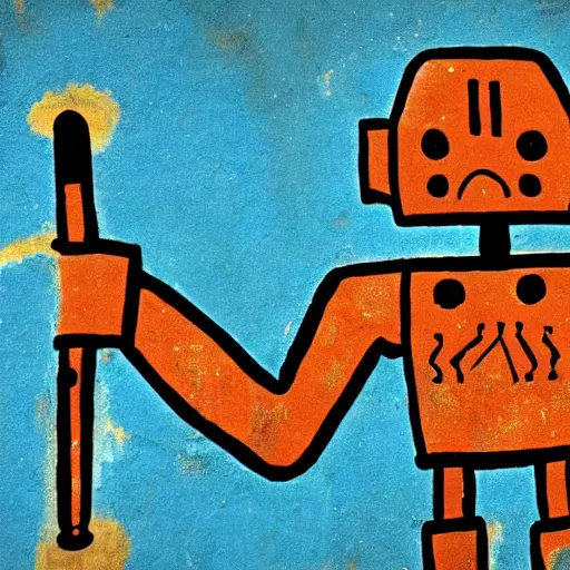 Prompt: ancient cave painting of a robot