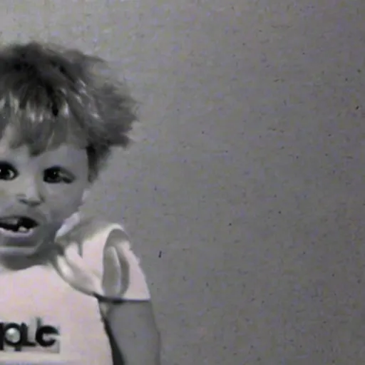 Prompt: vhs footage of an 8 0 s toy commercial of a super creepy toy