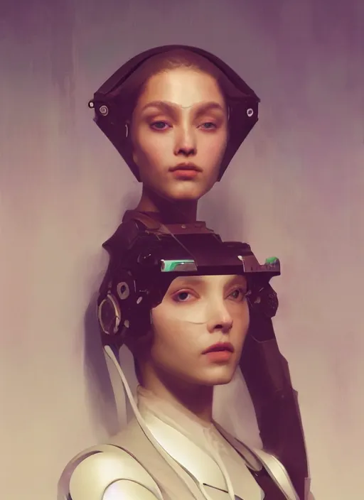 Image similar to future fashion futurism as thufir hawat, human computer, VR headset, cyber augmentation implant, digital art from artstation by Ruan Jia and Mandy Jurgens and Artgerm and william-adolphe bouguereau