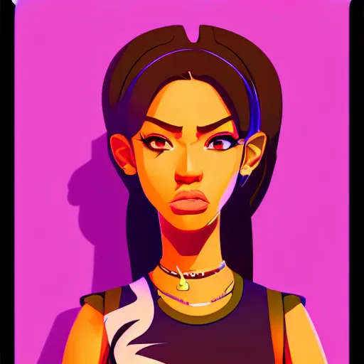 Image similar to 2 d character design, female rapper, vector art, digital art, portrait, 4 k, 8 k, sharp focus, smooth, illustration, concept art, music artist