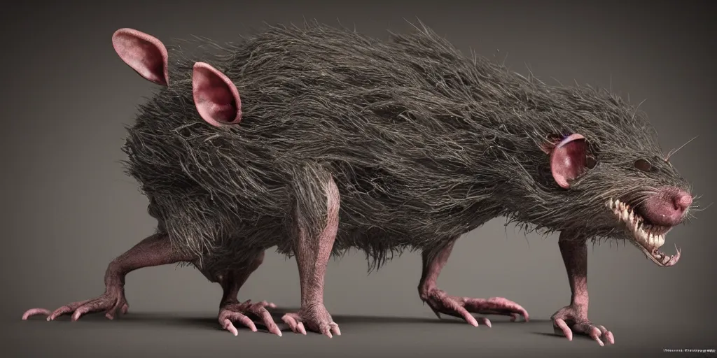 Image similar to a highly detailed photographic render of a humanoid rat creature, rat man, horror sci-fi, horro science fiction, biology, horror, beautifully lit, ray traced, octane 3D render, octane render, unreal engine