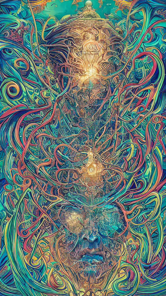 Image similar to android jones alex grey alex grey mark cooper artgerm artstation award winning photorealistic detailed hypervivid intense fantasy concept art, hypervivid intense mcbess, the sea by dan mumford