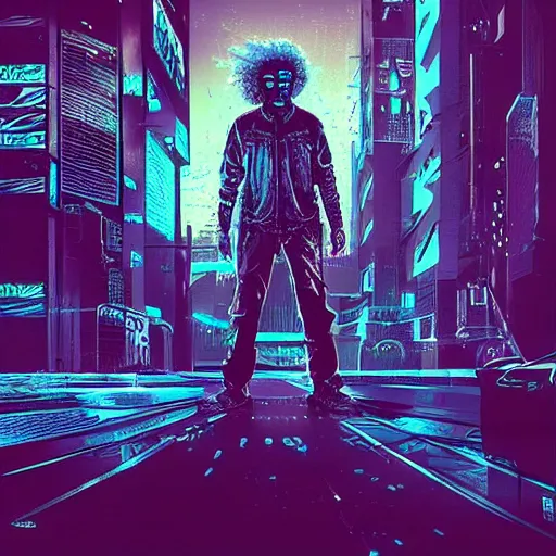 Image similar to “ einstein, cyberpunk art by vincent lefevre, behance contest winner, altermodern, cityscape, synthwave, matte painting ”